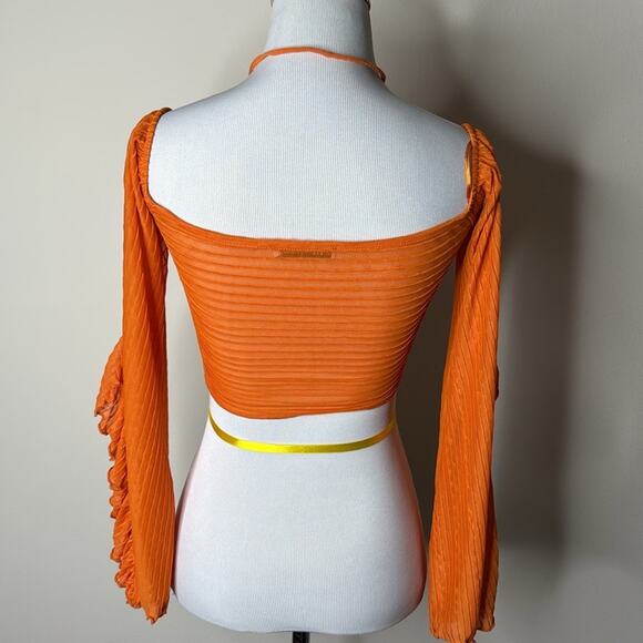 Zara Orange Off Shoulder Crop Top - Picture 5 of 9